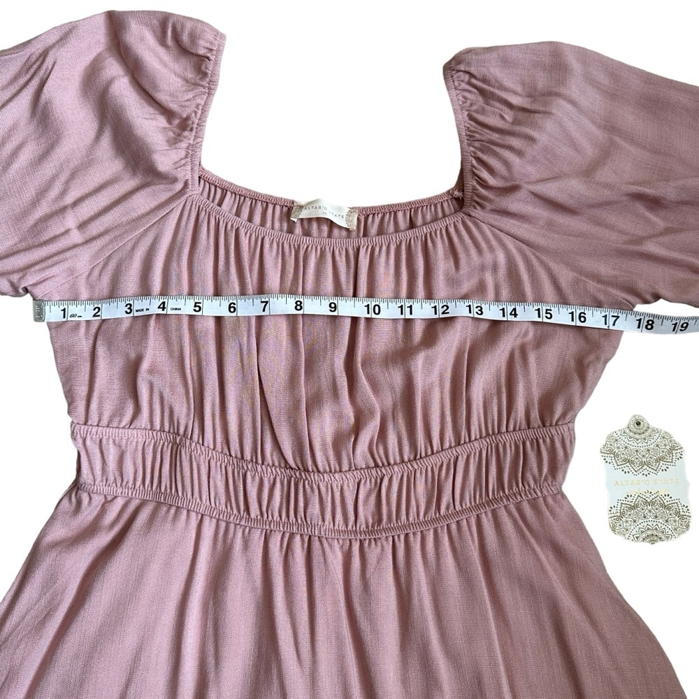 NWT Altar’d State Dusty Rose Long Sleeve Babydoll Mini Dress Sz Medium - Picture 6 of 7